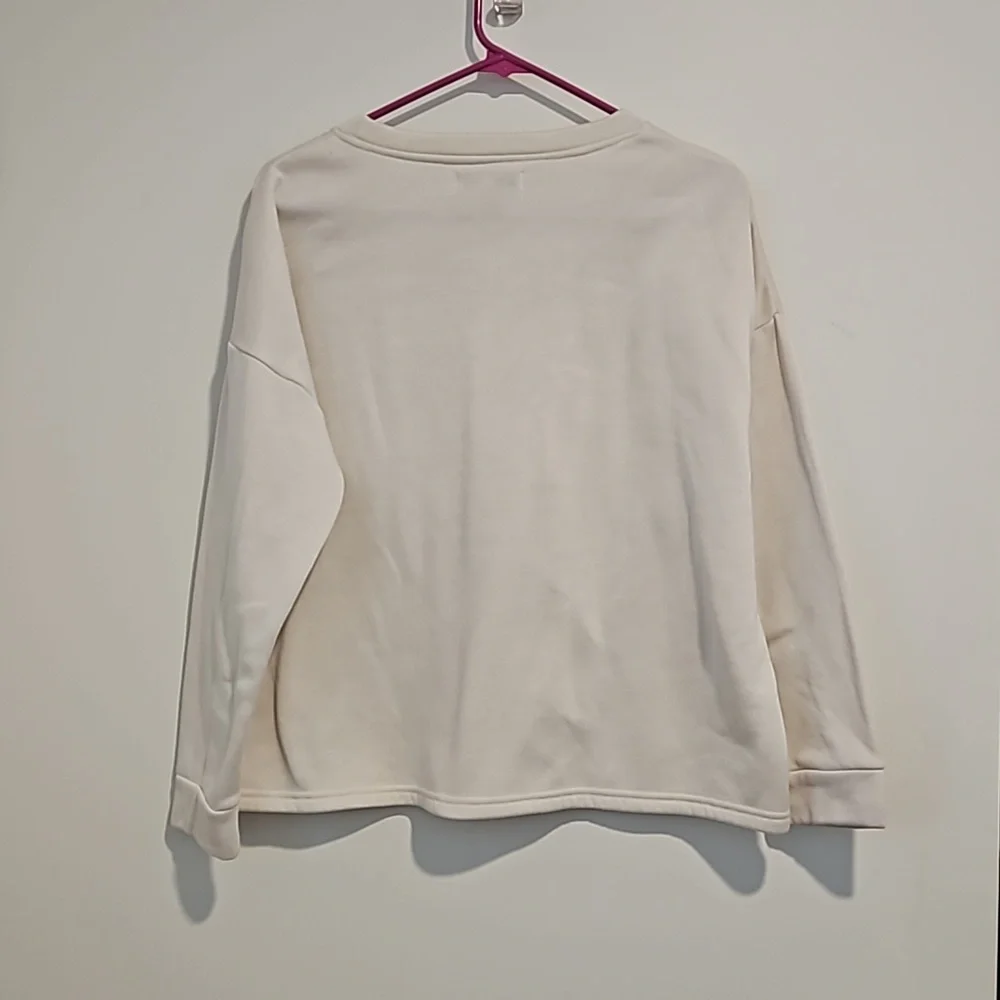 RAE DUNN White long sleeve crop sweatshirt GRATEFUL Medium - Picture 7 of 7